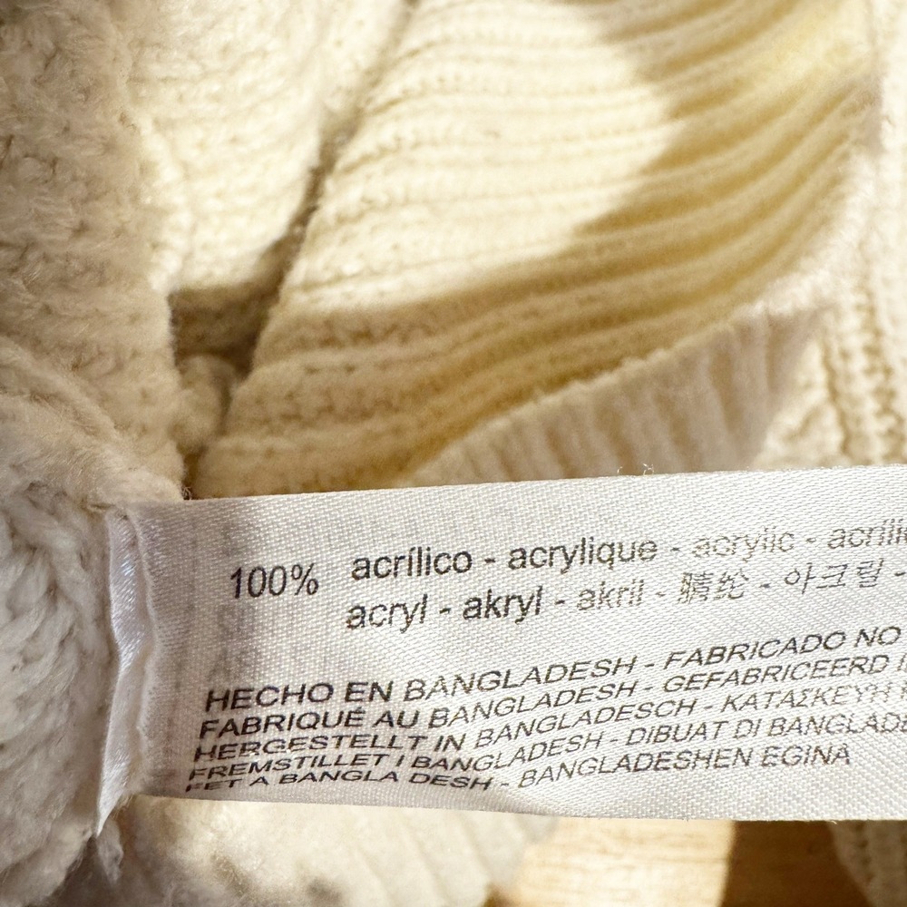 ZARA | Cream Ribbed Knit Crew Neck Cropped Sweater Pullover Women XS - Picture 4 of 4
